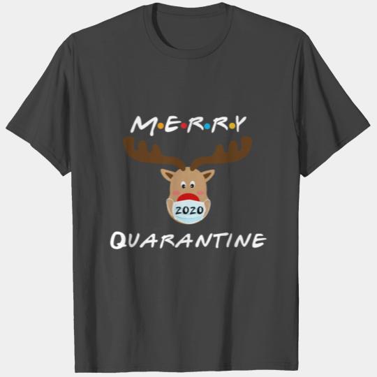 Merry Quarantine Christmas 2020 Reindeer Mask Fami T Shirts