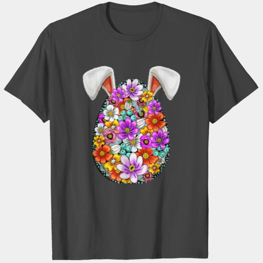 Floral Easter Egg Bunny Ears Costume Rabbit Gift T Shirts