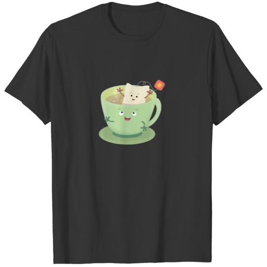 Cute teabag cup cartoon humor character T-shirt