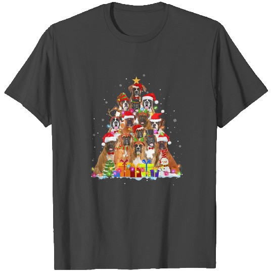 Christmas Pajama Boxer Tree Dog Dad T Shirts