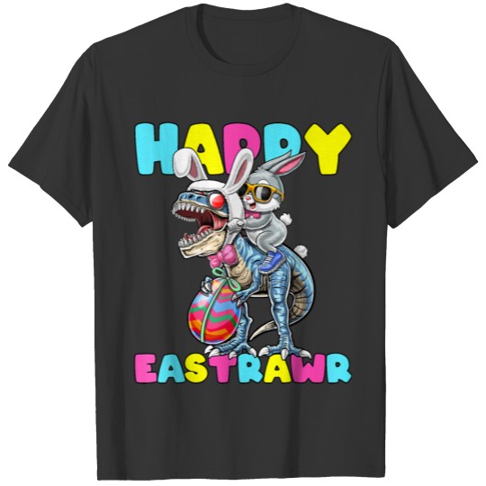 happy easter bunny dinosaur egg rabbit ears T Shirts