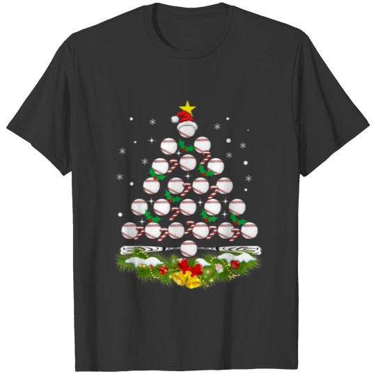 Funny Baseball Christmas Tree T Shirts