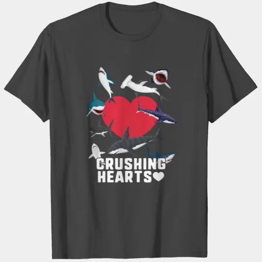 Crushing Hearts T Shirts Kids Valentine's Day Shark