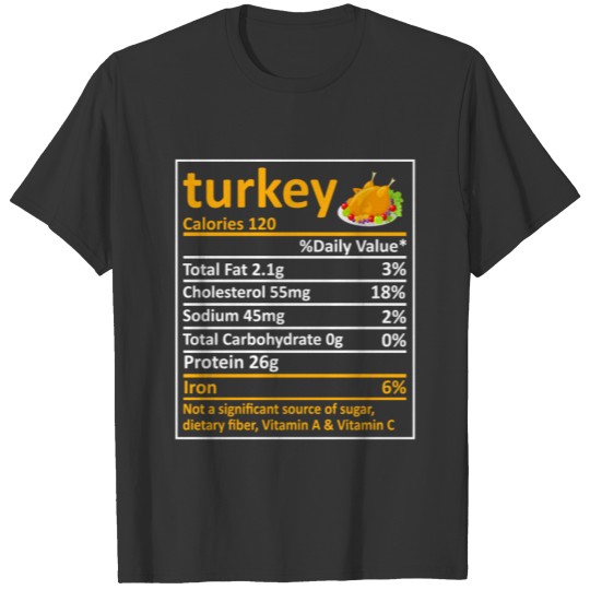 Turkey Nutrition Family Matching Funny Thanksgivin T Shirts