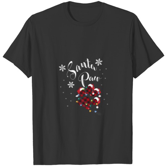 Paw of dog or cat with snowflakes Santa Christmas T Shirts