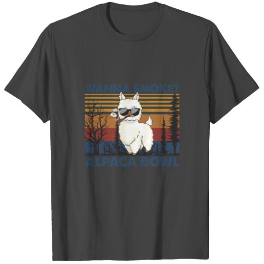 Wanna Smoke Alpaca Bowl Cute Gangster Alpaca T Shirts