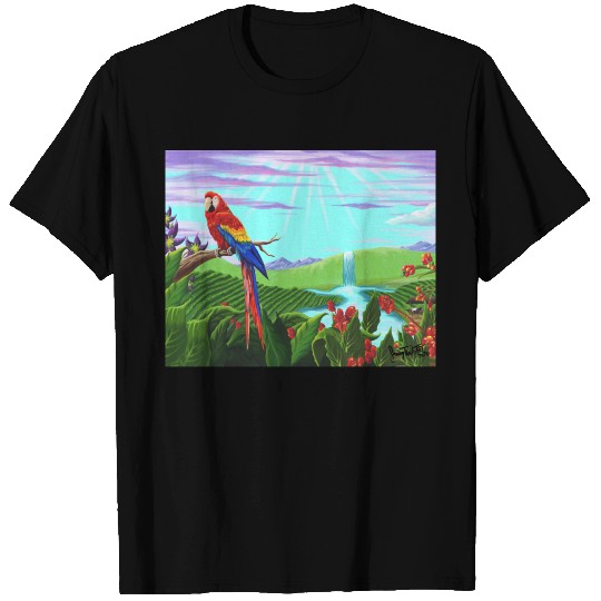 Scarlet Macaw, Exotic Bird of Paradise T Shirts