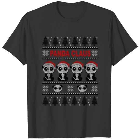 Panda In Santa Hat Funny Ugly Christmas Panda Clau T Shirts
