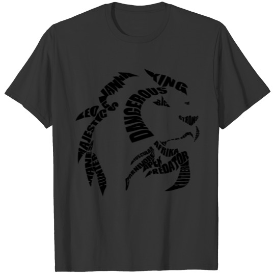 Lion morphed typography black T-shirt