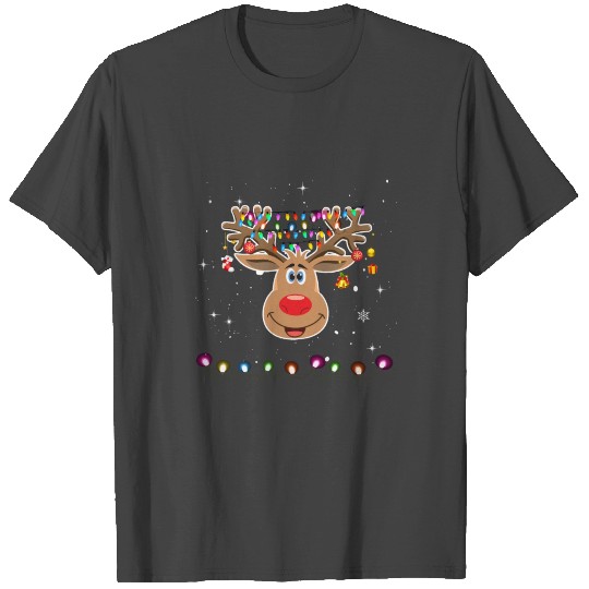 Rudolph Red Nose Reindeer T Shirts Snow-Snowflakes