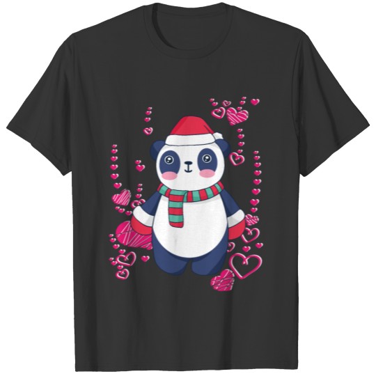 Panda with heart at Christmas T Shirts