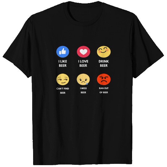Beer Lover - Funny Drinking Different Emoticons T Shirts