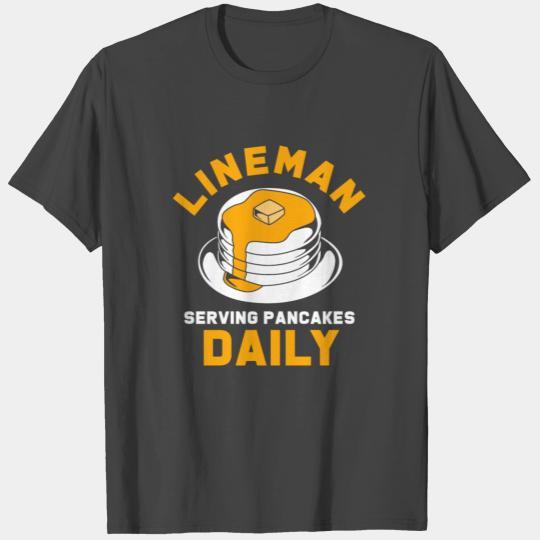 Football Lineman Serving Pancakes Daily Team Coach T Shirts