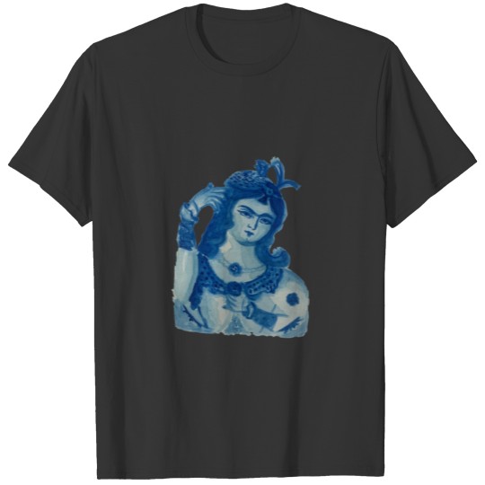 Qajar Royalty in monochrome watercolor Blue T Shirts