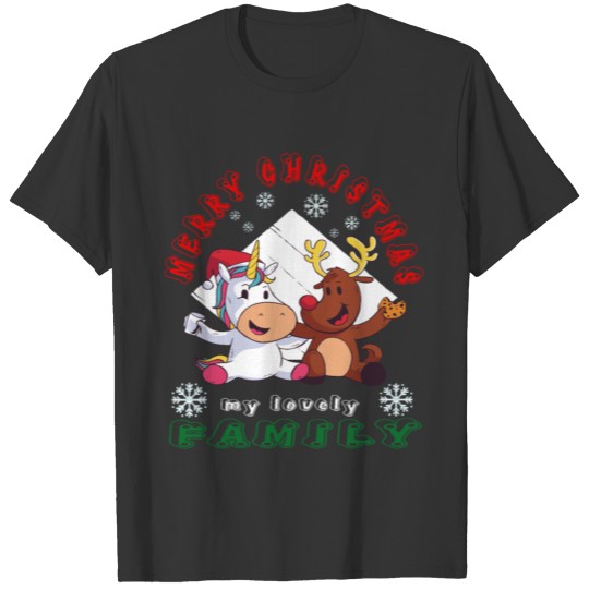 Family Christmas Matching Outfits Reindeer Unicorn T Shirts