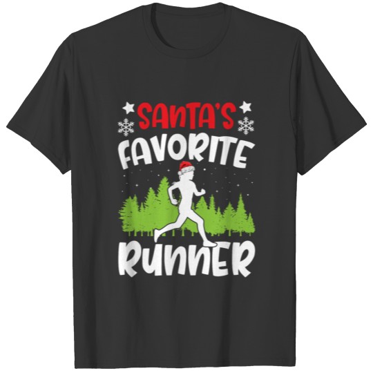 Santas Favorite Runner Run Gift Matching Running f T-shirt
