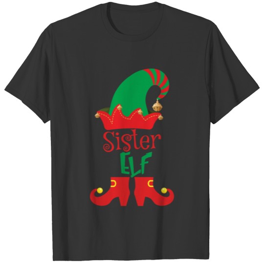 Sister Elf Pajama Christmas Gift Idea T-shirt