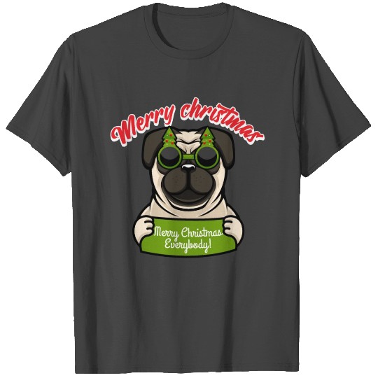 Limited Edition pug dog wishing merry Christmas T Shirts