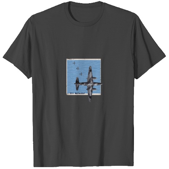 B26 Marauder Ww2 Bomber Airplane Over The Sea T Shirts