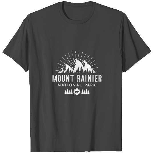 Mount Rainier National Park Retro Hiking Vacation T Shirts