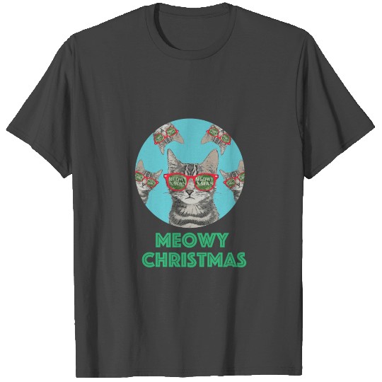 Meow Christmas Tree T Shirts