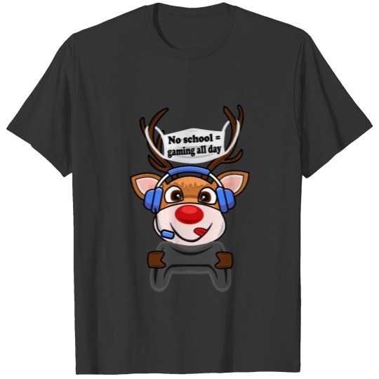 Gamer Gaming Console Mouthguard Reindeer T-shirt