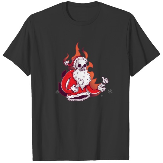 Anti Christmas Burning Santa Skeleton T-shirt