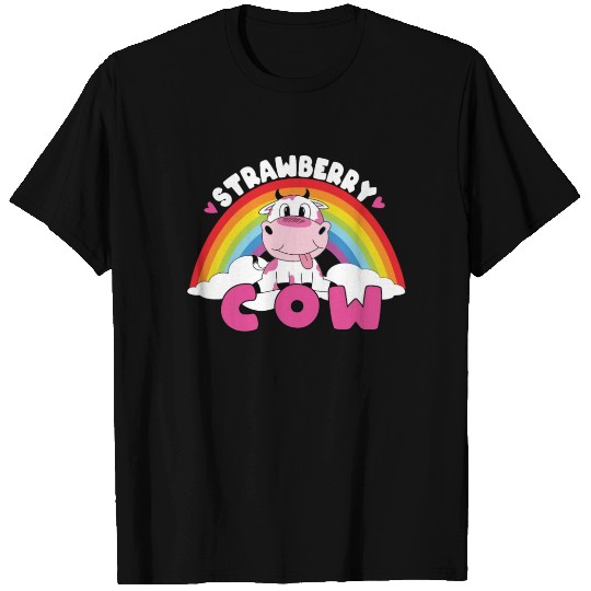 Strawberry Cow with rainbow T Shirts
