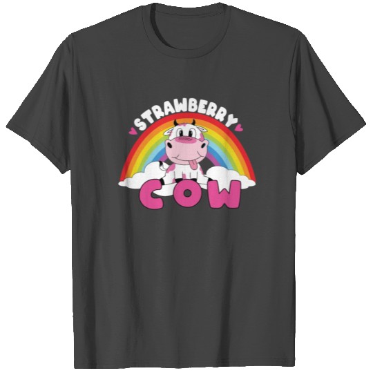 Strawberry Cow with rainbow T Shirts