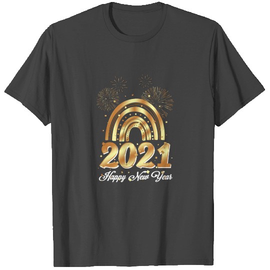 Happy New Year 2021 Rainbow Fireworks Eve NYE T Shirts