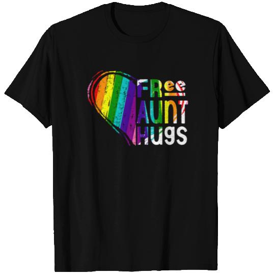 Free Aunt Hugs T Shirts Rainbow Heart LGBT Pride