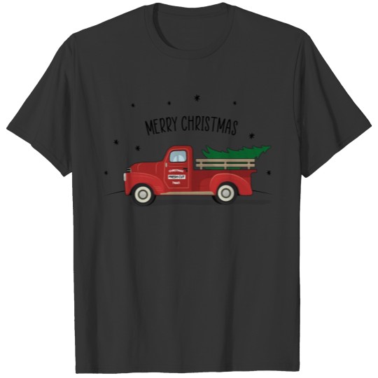 Vintage Christmas Car Red Truck Merry Christmas T Shirts