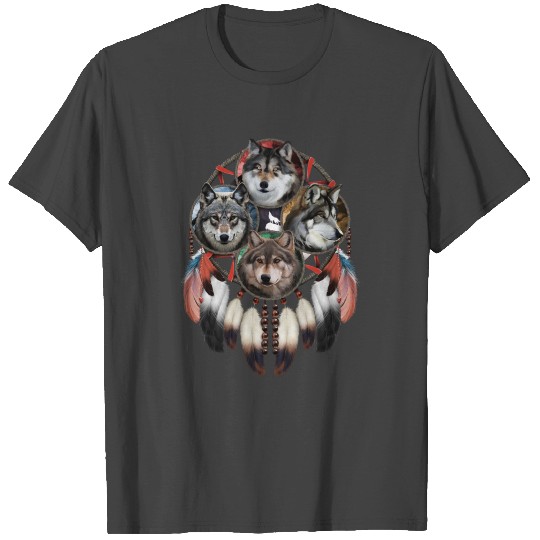 Four Wolves Dream Catcher T Shirts