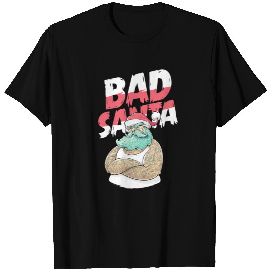 Bad Santa Claus Christmas Tattoo T Shirts