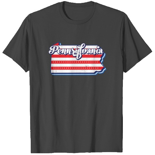 Pennsylvania Map American flag 4th July Patriotic T Shirts