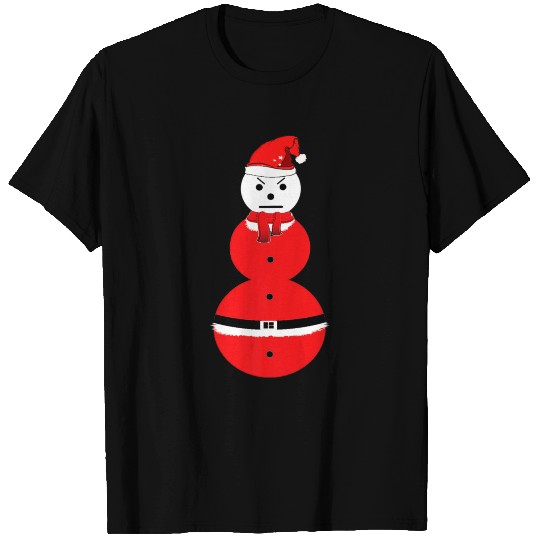 Snowman winter Santa Hat Funny Angry Snowman Premi T Shirts