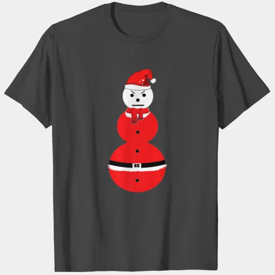 Snowman winter Santa Hat Funny Angry Snowman Premi T Shirts
