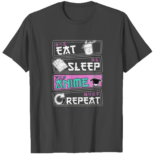 Eat Sleep Anime Repeat Funny Japanese Manga T Shirts