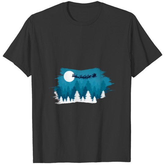 Cold Christmas Motif Forest Winter Snow T-shirt