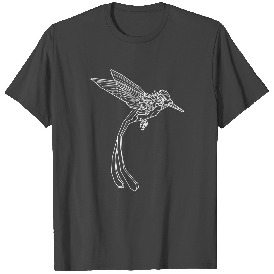 White line art hummingbird - exotic wildlife T Shirts