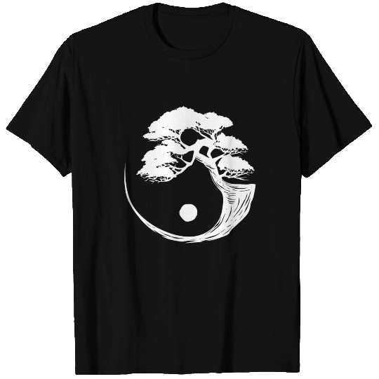 Bonsai Tree Black White Yin Yang Zen Buddhist T Shirts