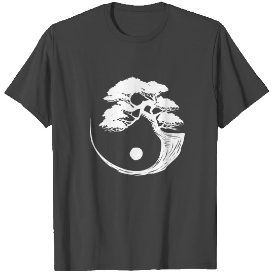 Bonsai Tree Black White Yin Yang Zen Buddhist T Shirts