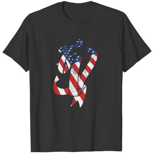 USA American Flag Nautical Blue Anchor Patriotic T Shirts