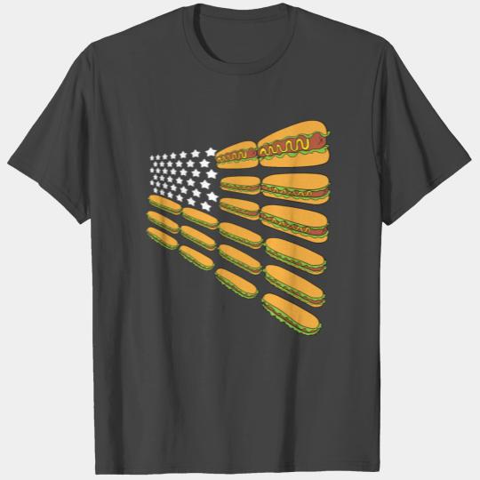Hot Dog American Flag Patriotic Gift T Shirts