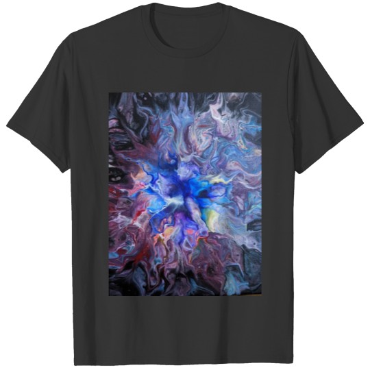 Blue Swirls Acrylic Pour Art T Shirts