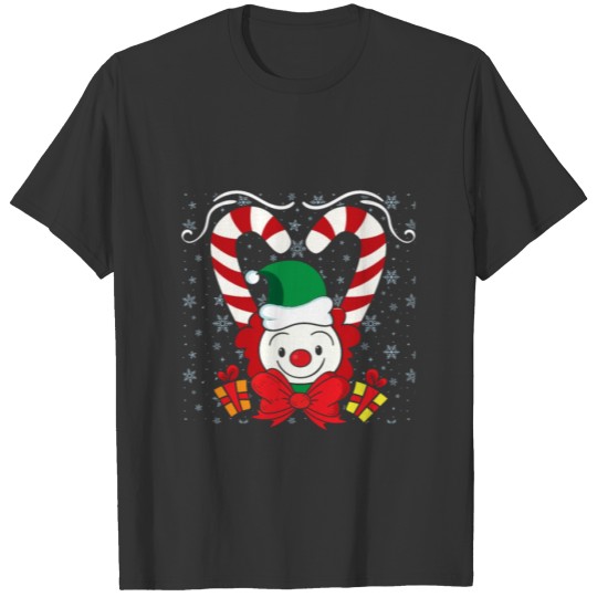 Christmas Clown With Candy Canes And Gifts T-shirt