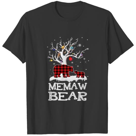 Memaw Bear Christmas Pajama Red Plaid Buffalo Fami T Shirts