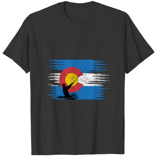 Colorado Flag Fly Fishing Bass Trout Angler Fisher T Shirts