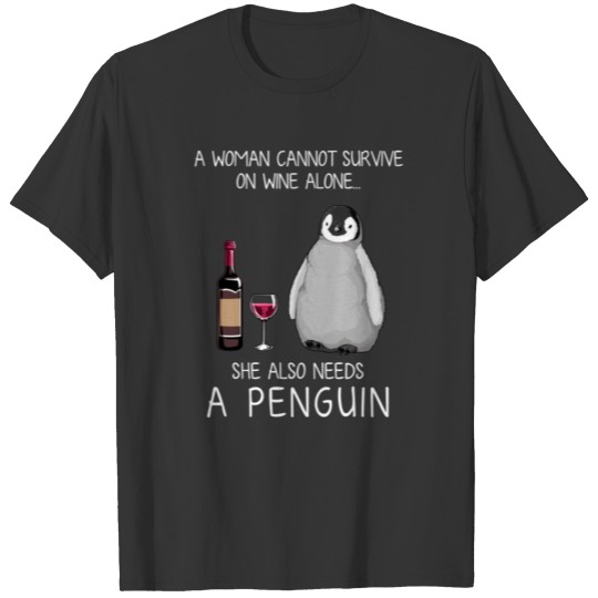 Penguin and wine funny Penguin lover Fitted V-Neck T Shirts