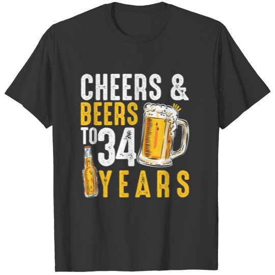 34th Birthday Gifts Drinking Shirt for Men or T-shirt